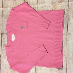 Abercrombie & Fitch Pink With Green Detail Tori Crew Neck Crop Sweater Size XS